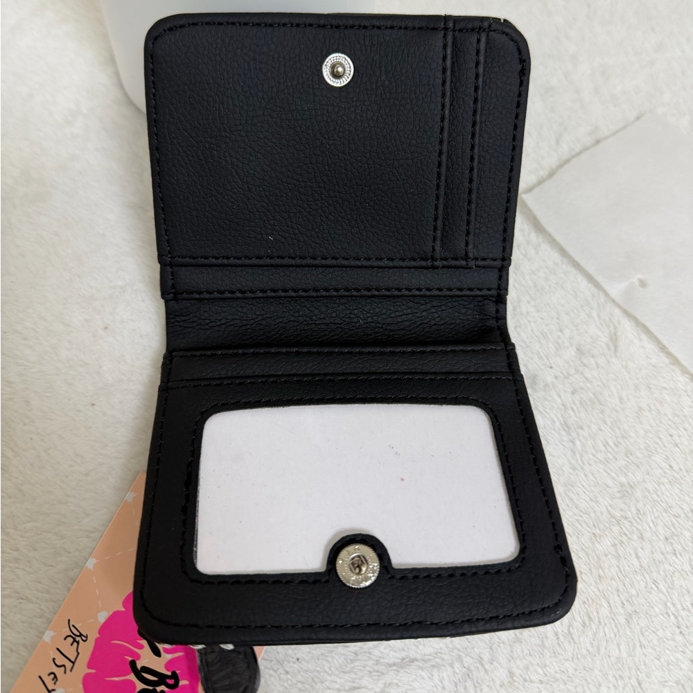 Luv Betsey by Betsey Johnson Black Wallet with White Bow Pattern - Picture 3 of 4